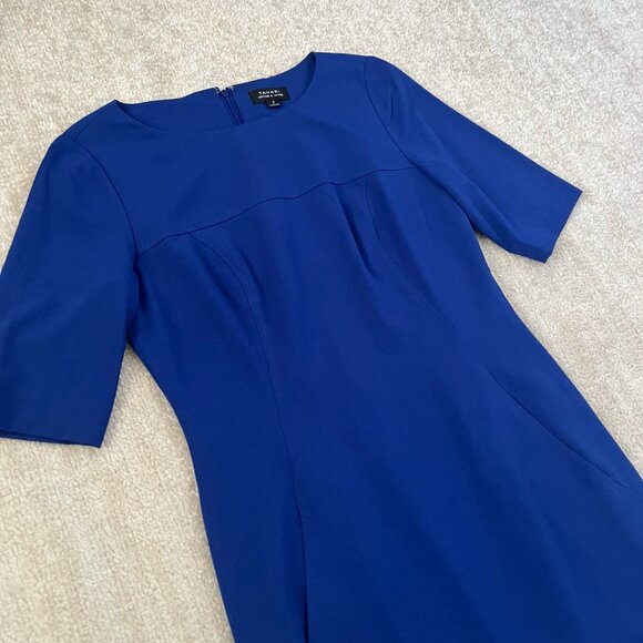 Tahari Arthur S Levine Blue Short Sleeve Work Midi Dress With Pockets 6 - Picture 3 of 11